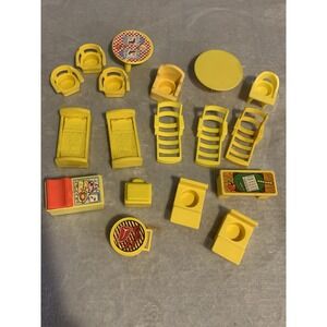 18 VTG Fisher Price Yellow Furniture Little‎ People Changing Table Desk Lounge